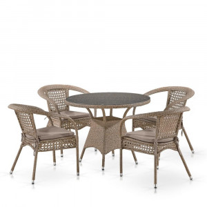 T220CT/Y32-W56 Light brown 4Pcs Комплект плетеной мебели Лион-1B Afina