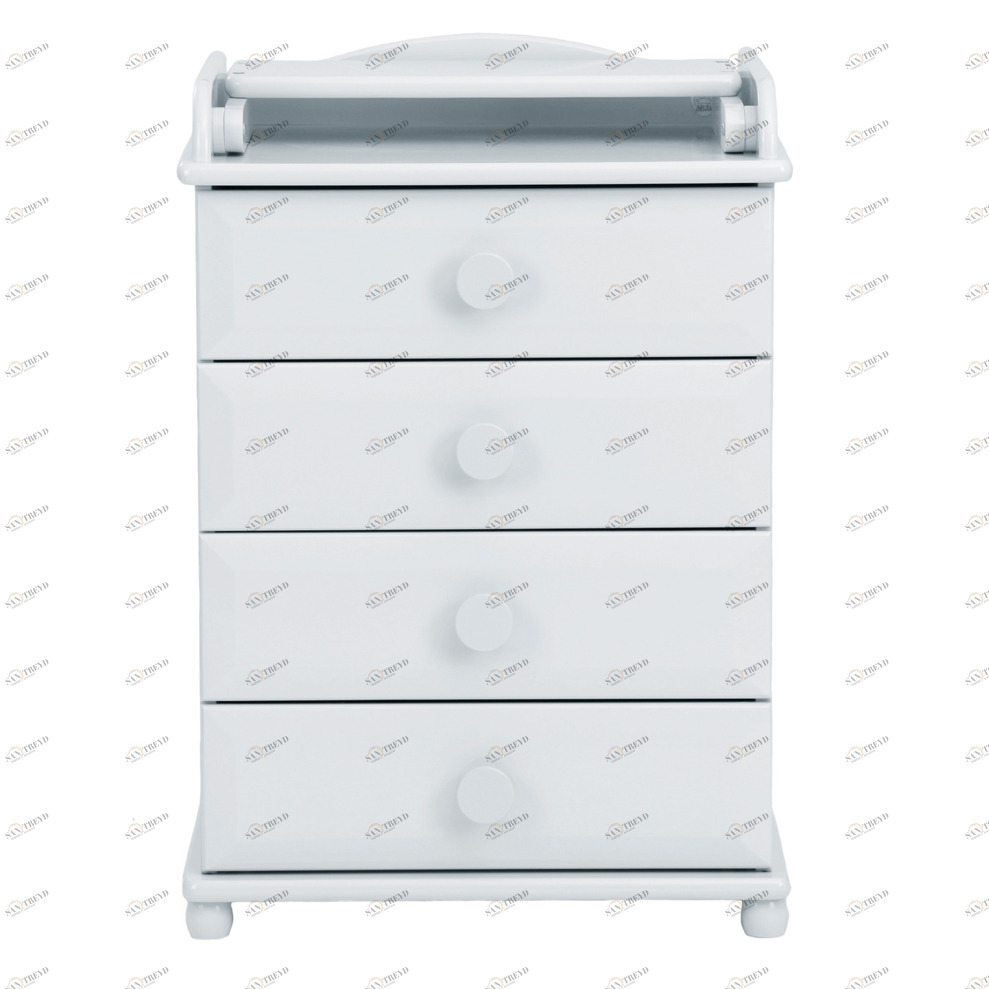 Комод с пеленальным столиком и 4 ящиками узкий БИ03 белый ФАБРИКА ЛЕЛЬ  338499 Белый Santreyd 