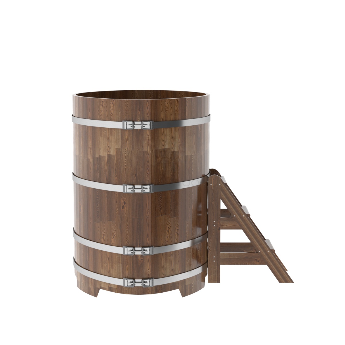 1535 Купель овальная из сращенных ламелей лиственницы 1,02х1,68х1,4 морёная Alyarus  - Вид №2