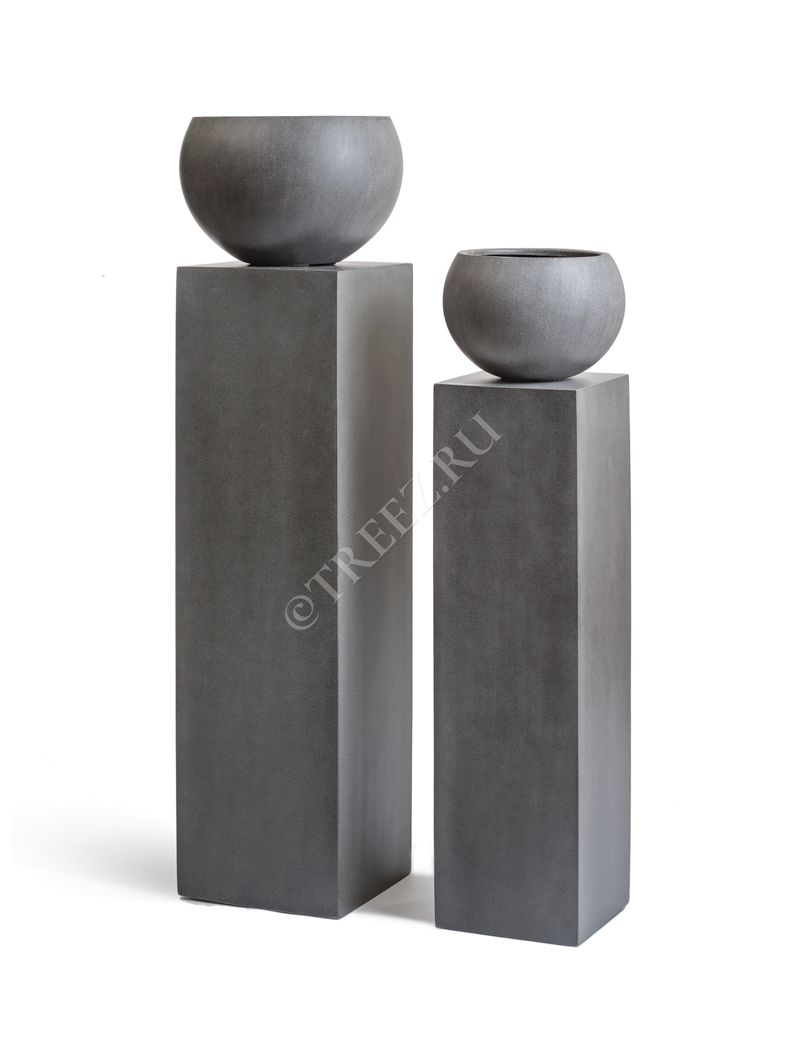 41.3318-02-018-GR-22 Кашпо  Effectory - серия Beton - Полусфера - Тёмно-серый бетон Цветочная коллекция  - Вид №1