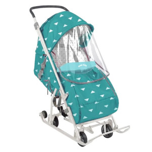 YZ16 NIKA kids Санки-коляска комбинированная "Умка 3-1. Модель НД7-2" с трансформ. кузовом бирюзовая Nika