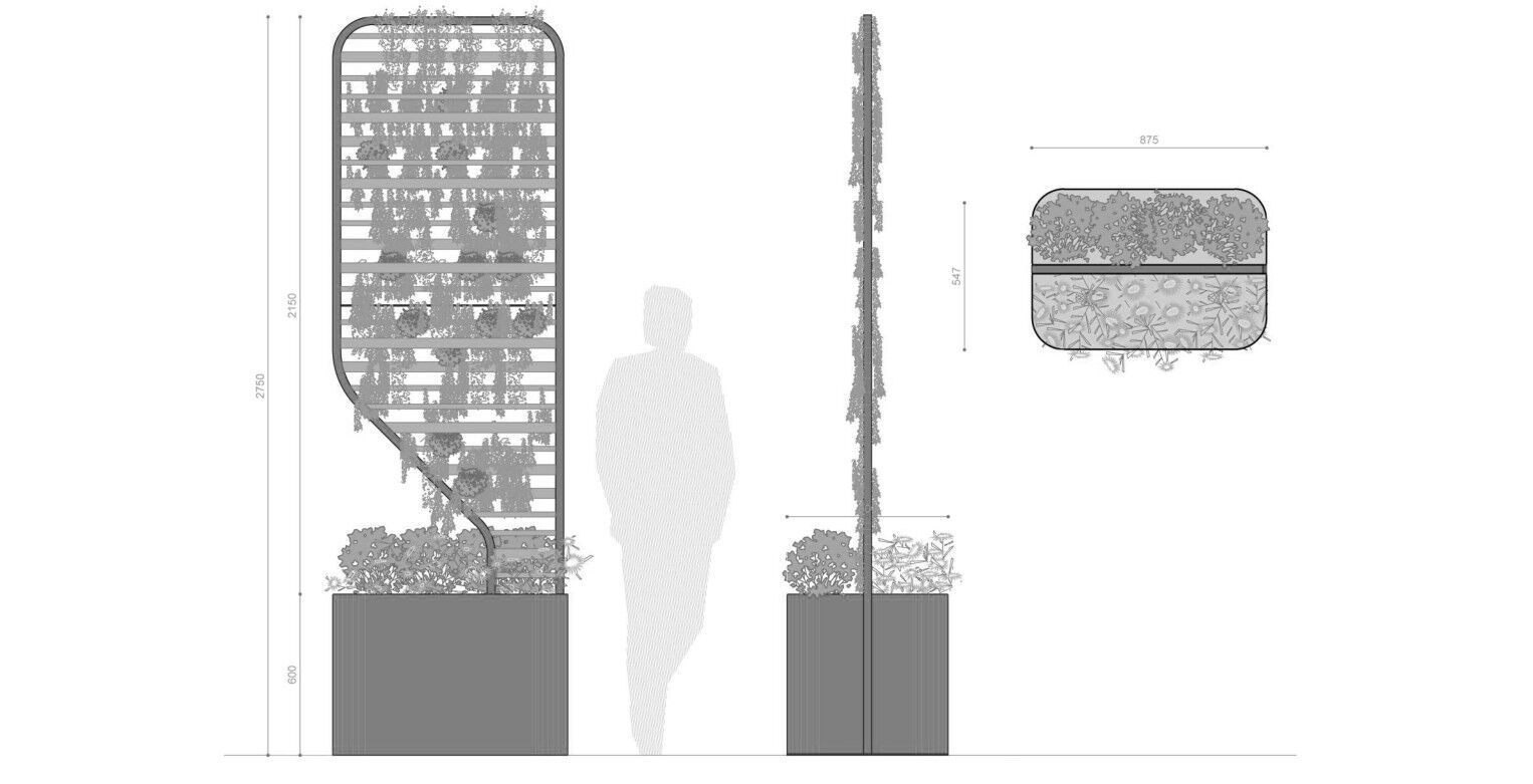 Оцинкованная стальная плантатор с решеткой Viscio Urban Design P-PLANTER ARCH-00003575 - Вид №7