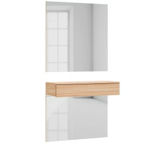 Прихожая с зеркалом и ящиком бежевая "Приви" GRAUM  304003 Бежевый;зеркальный