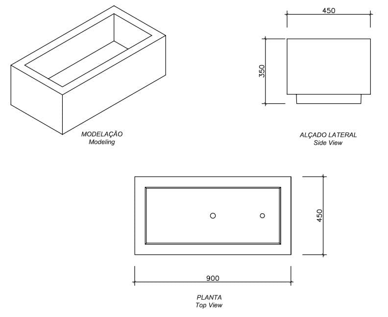 Прямоугольная бетонная плантатор amop Mul ARCH-00124853 - Вид №6