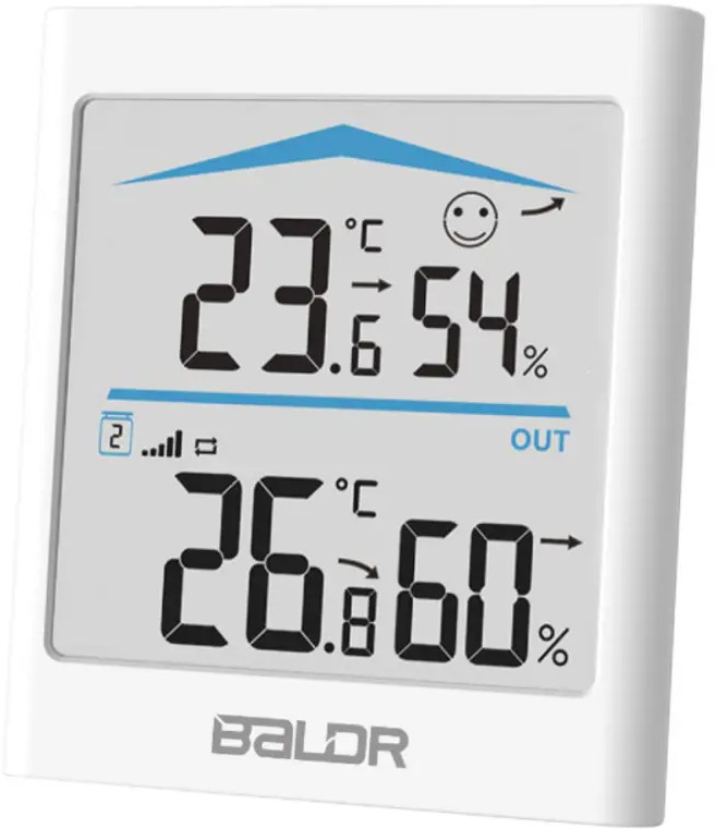90840298 Термогигрометр цифровой Baldr B0135T2H2-white с внешним датчиком цвет белый STLM-0407649
