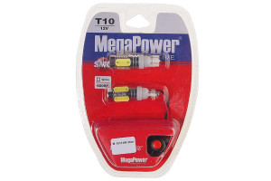 15959238 Автолампа T10W W2.1x9.5d 4 SMD MEGA WHITE блистер M-10113W-2блт Megapower