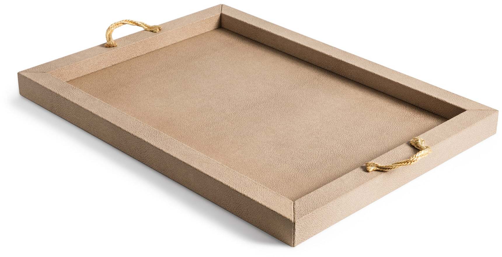 Поднос Thalia - 55,5X40,5 см / металл-хром/тканая кожа_кремовый