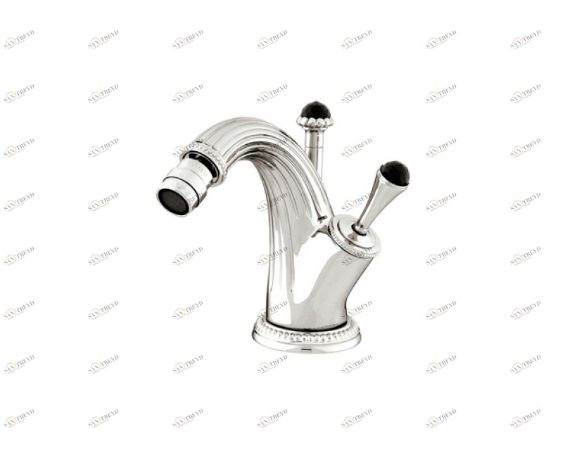 033223.N00.00 Смеситель-джойстик-монолевер для биде с черными кристаллами Swarovski Золото 24К Mestre Artica