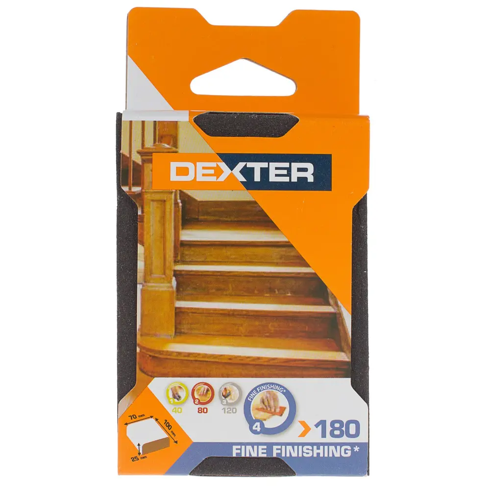 18782696 Губка шлифовальная абразивная четырехсторонняя Dexter P180 100x70x25 мм STLM-0012649  - Вид №2