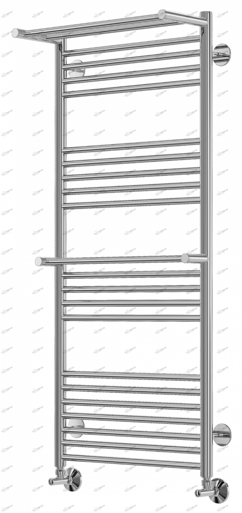 4660059582191 СТАНДАРТ Аврора c 2 полками П22 500х1200 (7+5+5+5) Полотенцесушитель TERMINUS Нержавеющая сталь