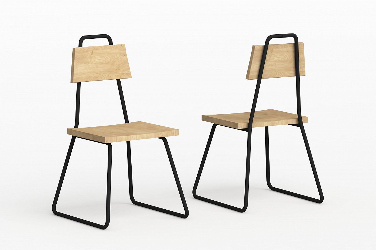 Стул с металлическими ножками и деревянным сиденьем черный Bauhaus WOODI  00-3966222 Черный  - Вид №3
