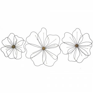 Панно на стену из металла 3 в 1 black flowers / чёрные цветы EVENHOME ДИЗАЙНЕРСКИЕ 129718 Чёрный;золотой