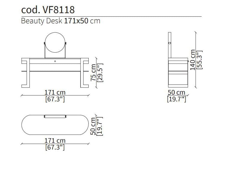 Металлический туалетный столик с кожаной столешницей Vittoria Frigerio Biffi ARCH-00030171 - Вид №5
