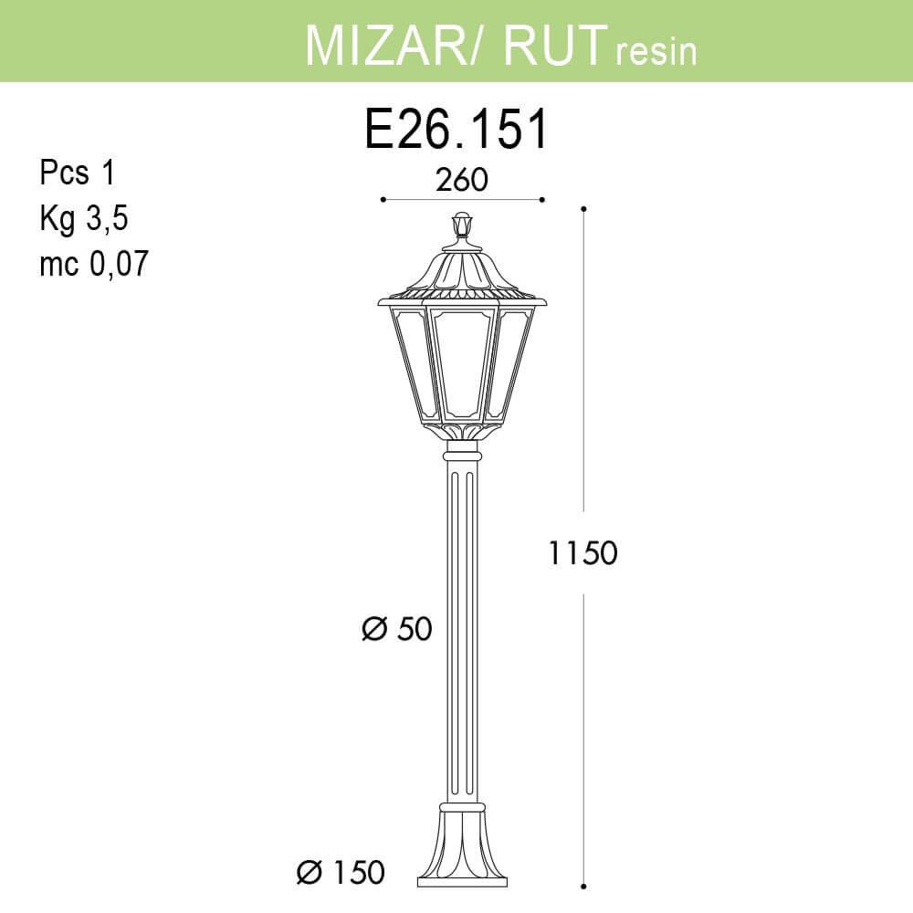 Уличный светильник Fumagalli Mizarr/Rut E26.151.000.AYF1R FUMAGALLI ФОНАРЬ 273204 Черный  - Вид №1