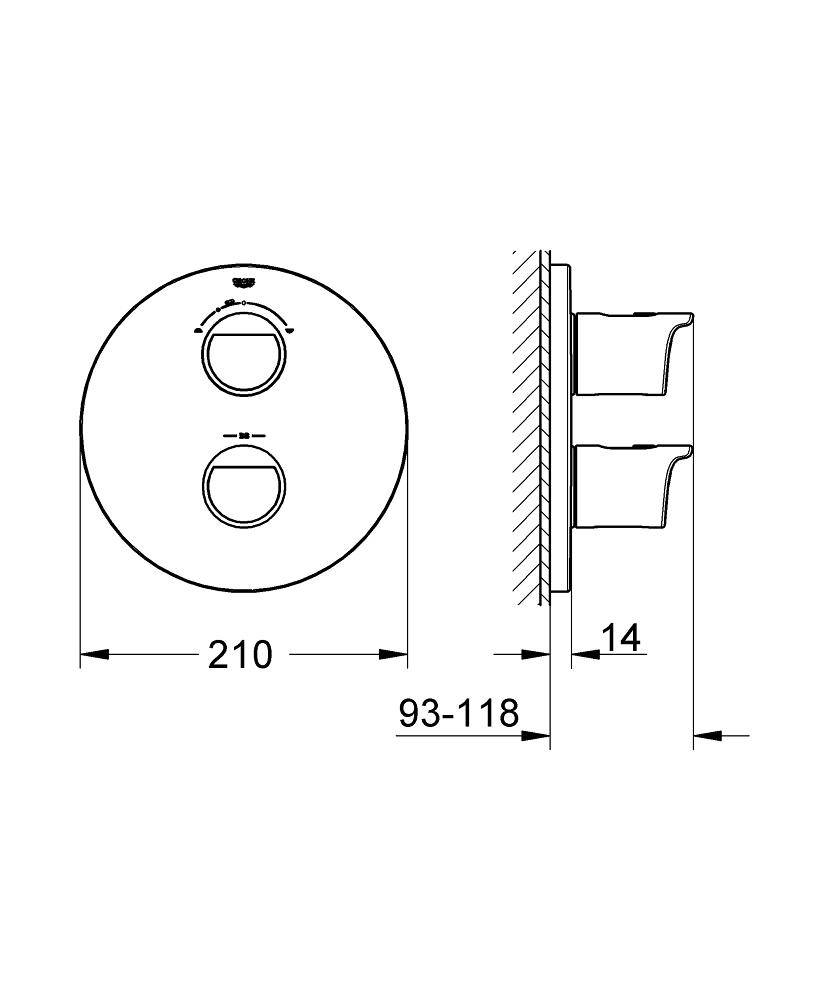 19355001 Внешняя часть термостатического смесителя для ванны Grohe Grohtherm 2000 хром - Вид №1