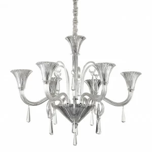 Подвесная люстра Ideal Lux Santa SP6 IDEAL LUX ДИЗАЙНЕРСКИЕ, SANTA TRANSPARENTE 057424 Хром