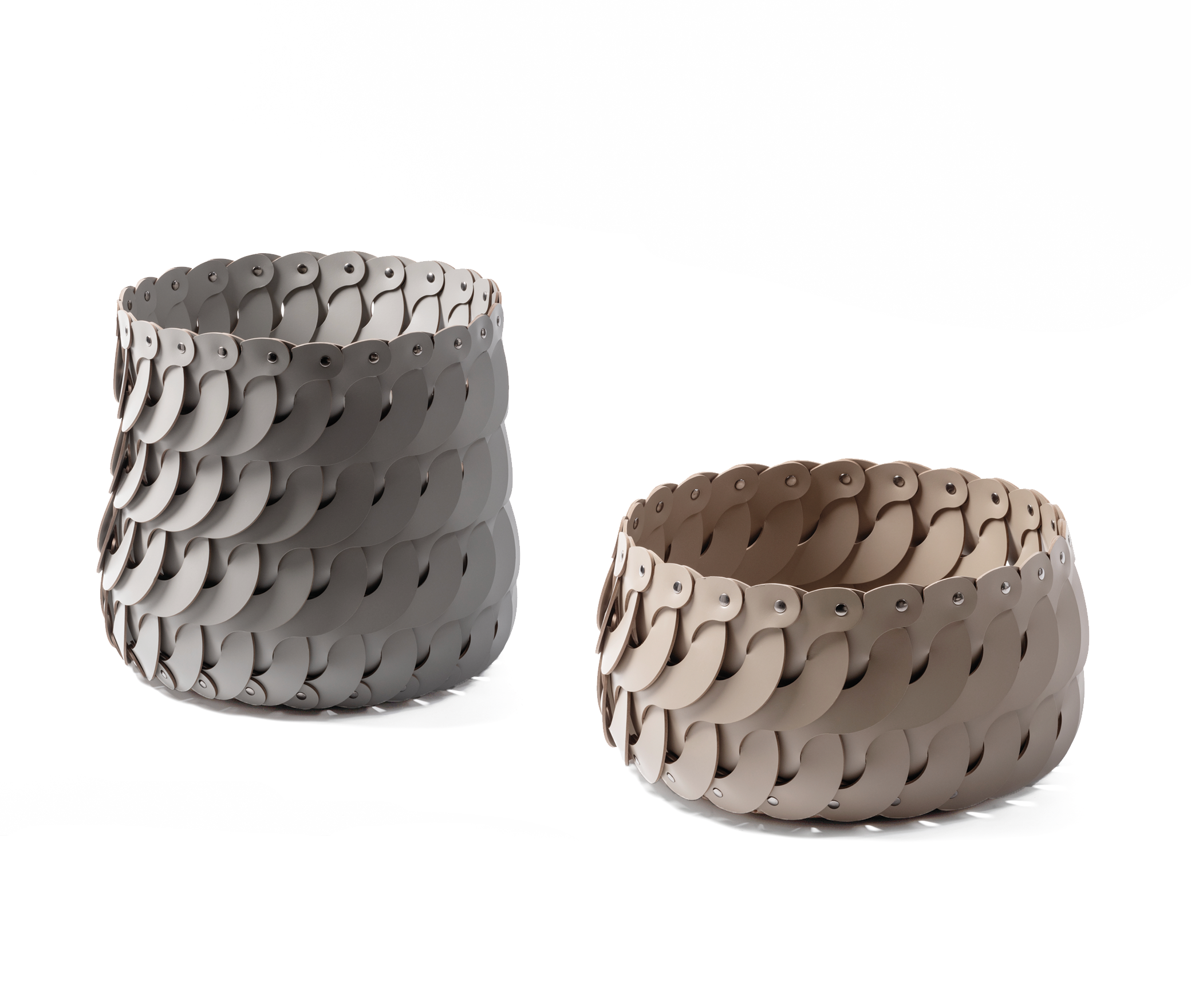 Маленькая корзина Alicante - Ø 45XH44 см / регенерированная кожа_белый Pinetti 00.1521.082.000 - Вид №3