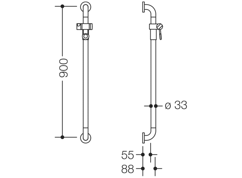 801.33.11054 держатель для душа HEWI WARM TOUCH  - Вид №1