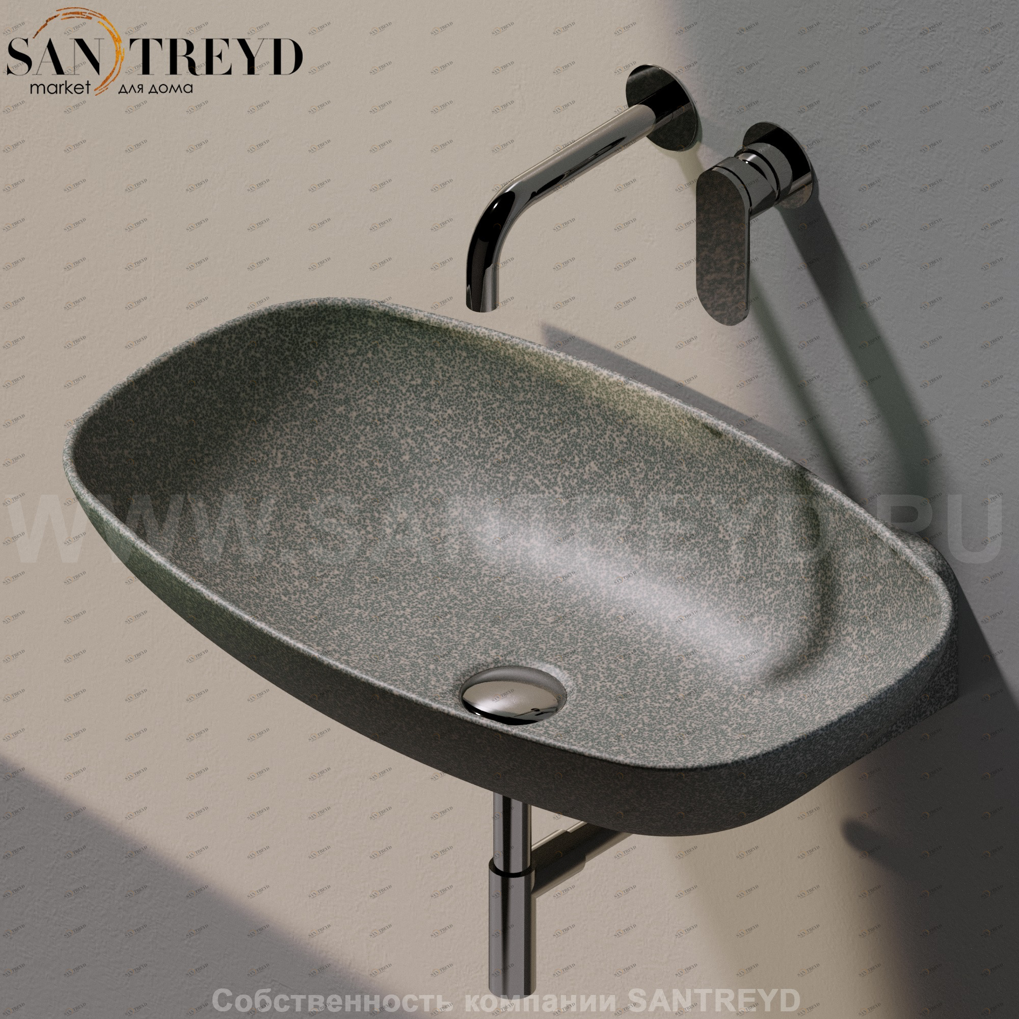 ND60L7037 Подвесная раковина настенная прямоугольная Ceramica Flaminia Nuda серая