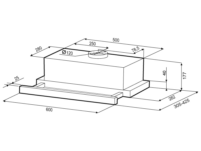 1607103 Вытяжка телескопическая KRONA KAMILLA 600 Glass черный/черный STDN-0145655 - Вид №12