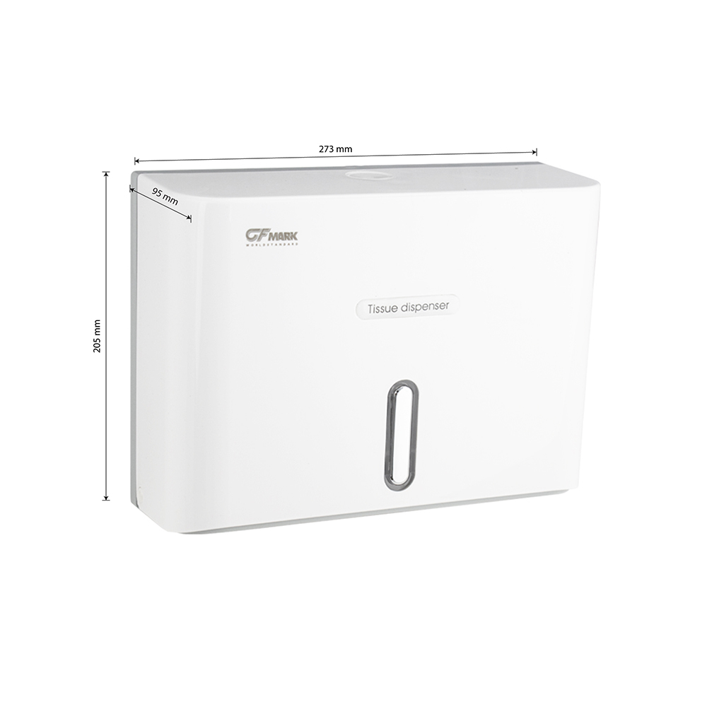 GFmark - Диспенсер для бумажного полотенца, с ключом, БЕЛЫЙ, с ГЛАЗКОМ, пластиковый, прямой. Под Z салфетки, код: 919  - Вид №7