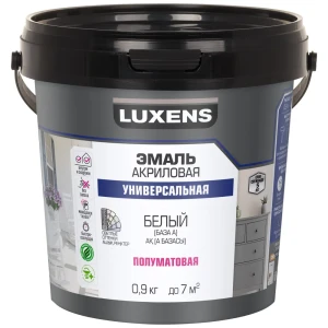 Универсальная эмаль LUXENS белая полуматовая 0.9 кг 89345624