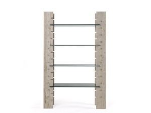 Книжный шкаф из травертина и стекла