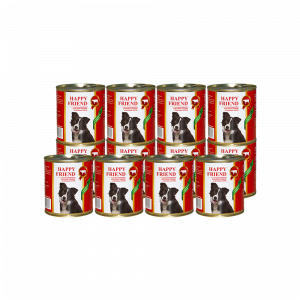 ПР0049102*12 Корм для собак для средних и крупных пород с говядиной и сердцем банка 750г (упаковка - 12 шт) HAPPY FRIEND