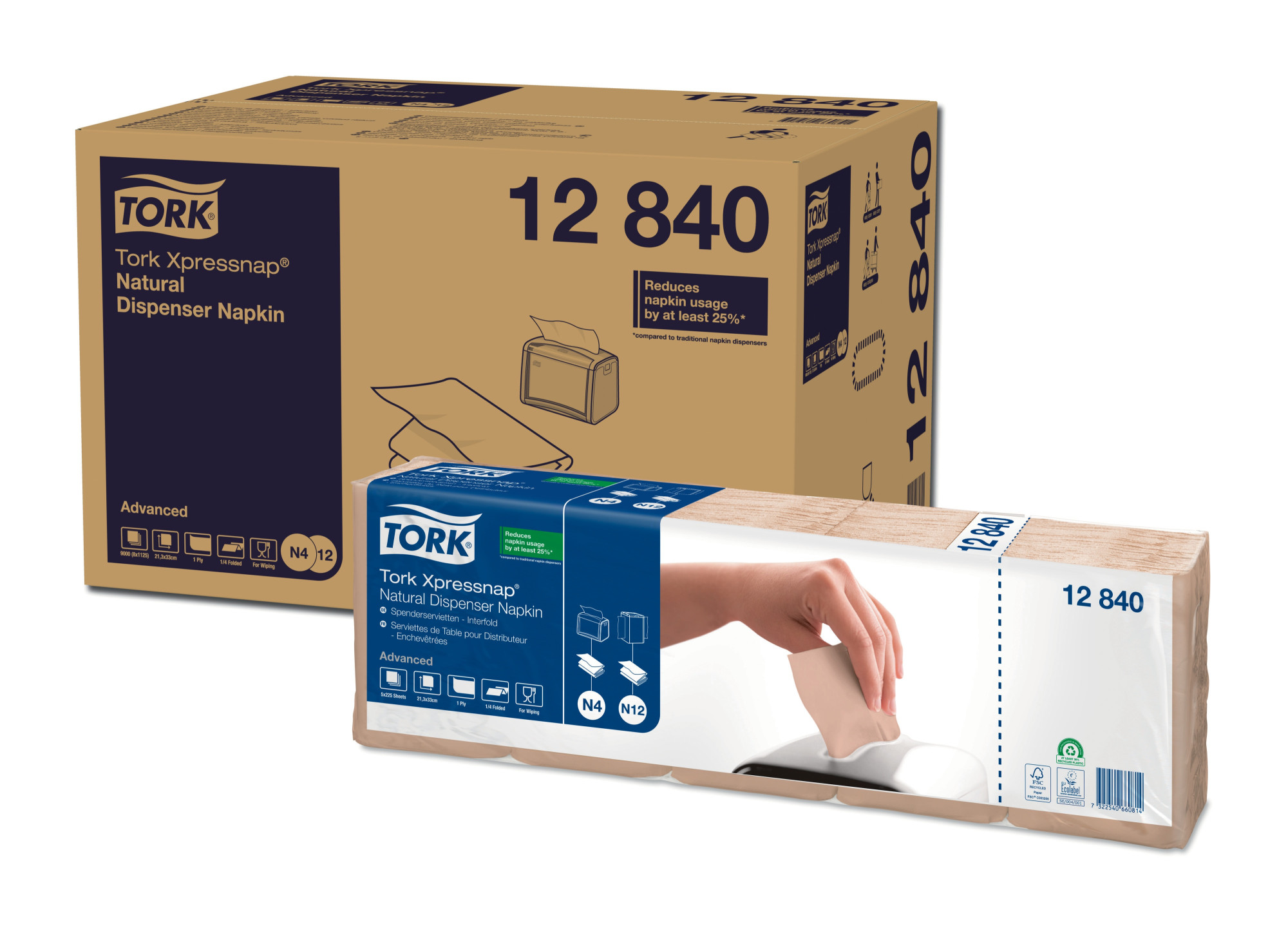 1284044 Натуральные салфетки Xpressnap® для диспенсеров Tork 