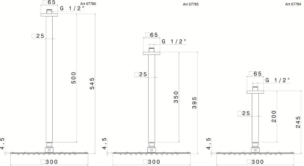 newform Потолочная лейка душа с кронштейном Head showers 67784 - Вид №1