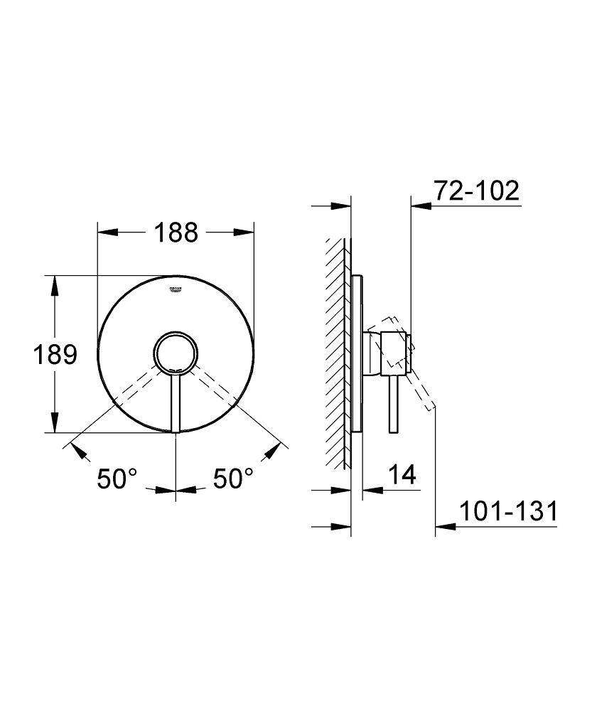19463001 Внешняя часть смесителя для душа Grohe Atrio хром - Вид №1