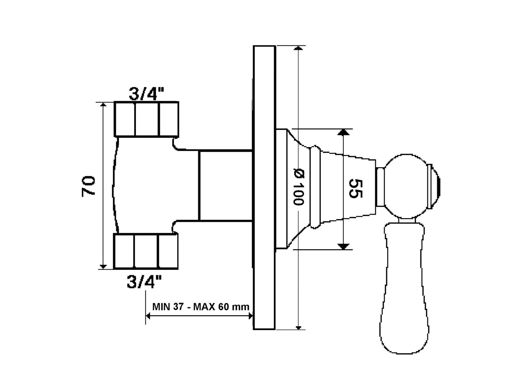 Смеситель для душа с одним отверстием rvb FLAMANT BUTLER ARCH-00099108 - Вид №2