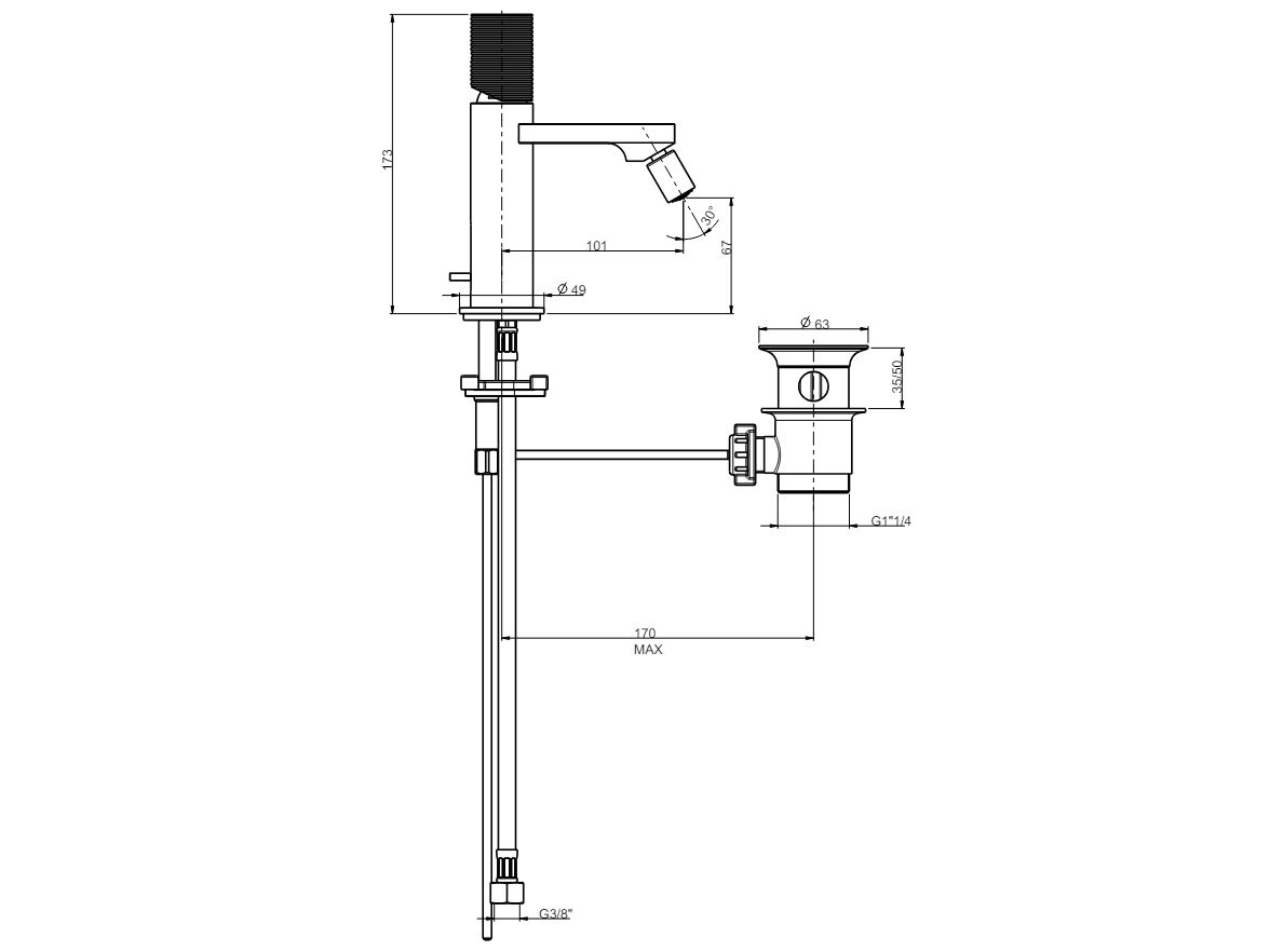 Смеситель для биде с ограничителем расхода Rubinetterie Frattini Gaia S ARCH-00108038