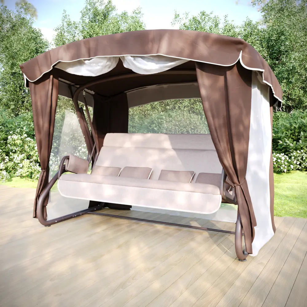 Качели садовые Amsterdam 4-х местные шоколадный Santreyd Качели сад.4-х местные STLM-2041147 - Вид №7