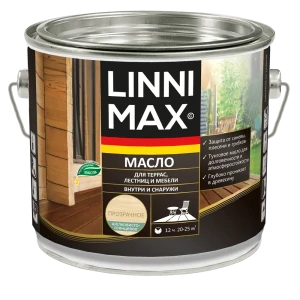 Защитное масло для террасы и мебели Linnimax лессирующее цвет прозрачный 2 л