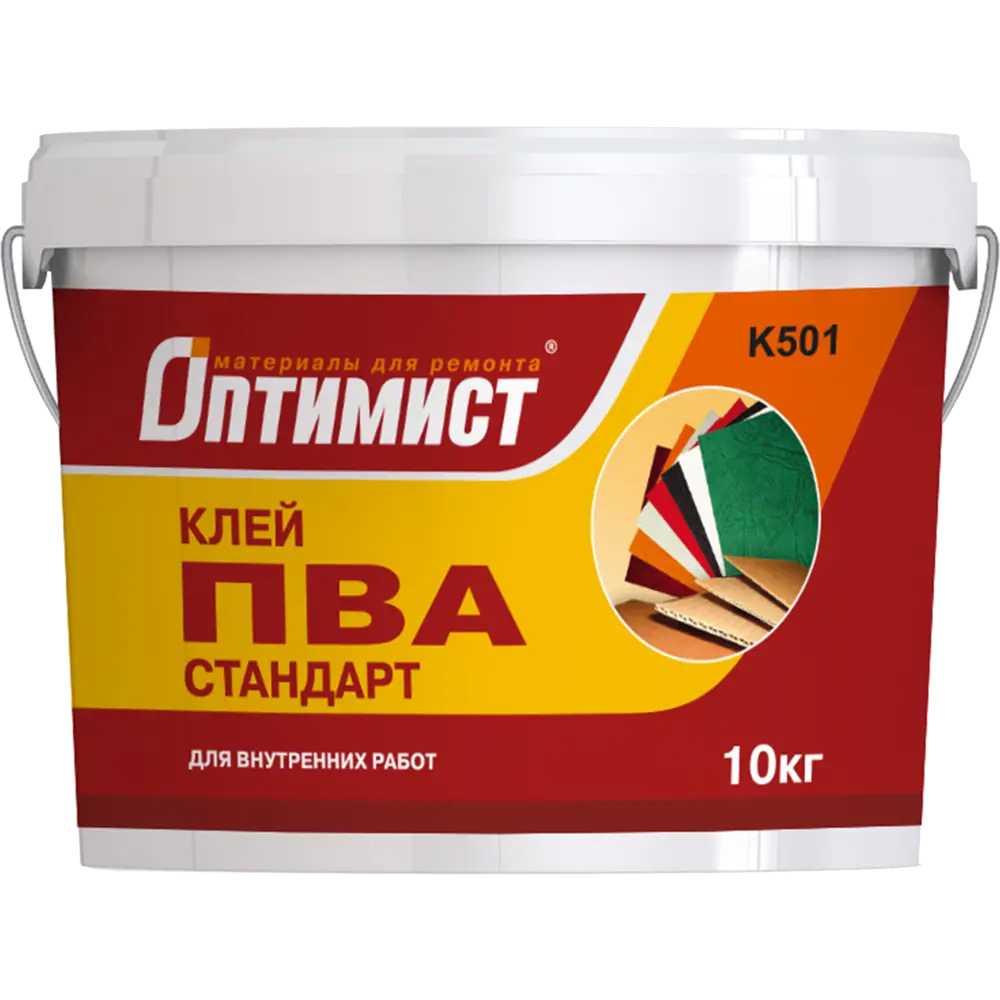 Клей ПВА Оптимист K501 универсальный для внутренних работ 10 кг 82108369 STLM-0019163