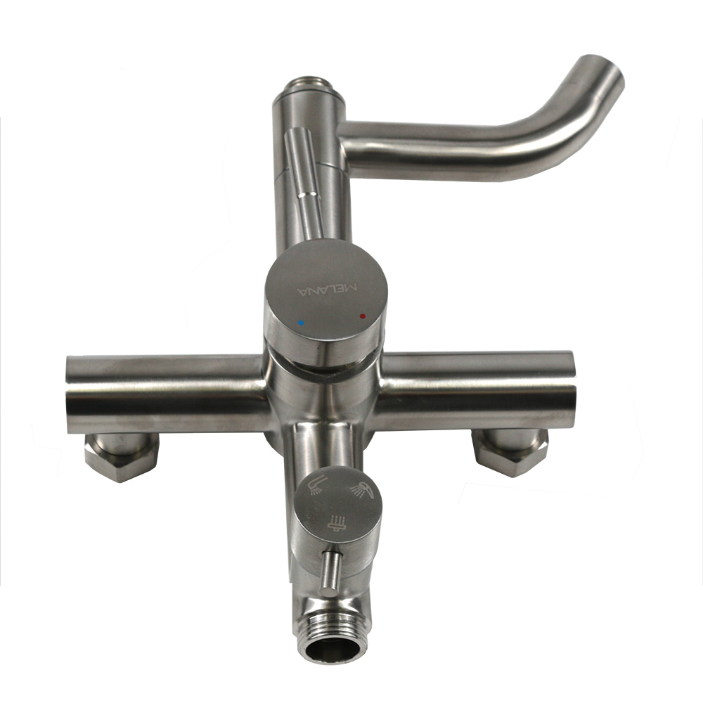 Душевая система MELANA-610107 Tondo нерж.сталь, с тропическим душем, лейкой и смесителем 610107 - Вид №5