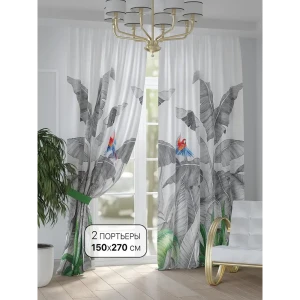 91711867 Комплект штор на шторной ленте Comfy Way Лурфинор 150x270 см цвет светло-серый STLM-1059123