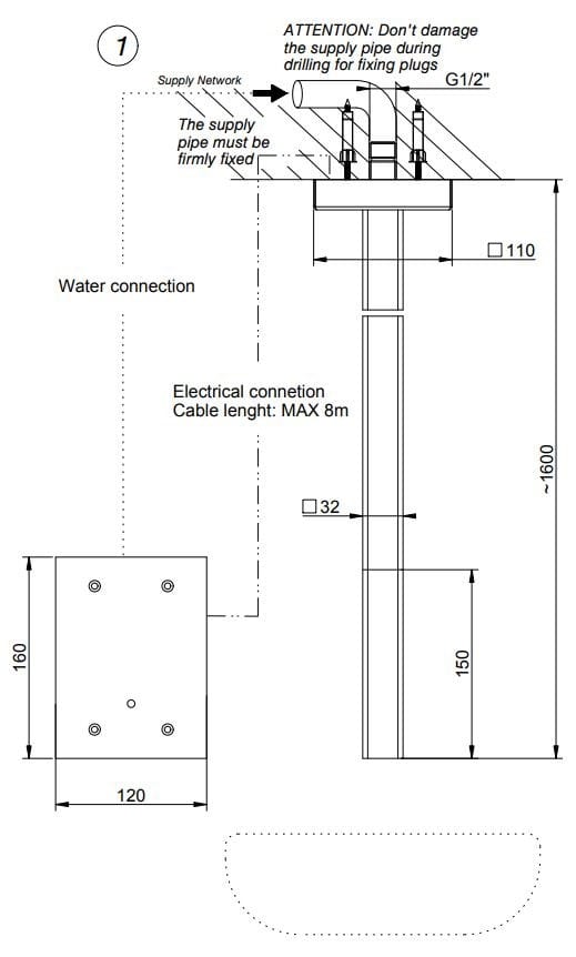 Латунный электронный потолочный смеситель для раковины Gessi рельеф ARCH-00151962 - Вид №1