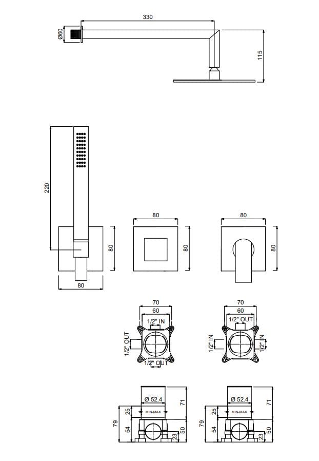Набор для душа из хромированной латуни QD Magistro Lab Swanky ARCH-00119584 - Вид №1