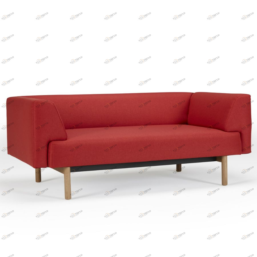 Диван-софа двухместный с мягкими подлокотниками Ebeltoft, лакированный дуб, красный Kragelund 21002202247