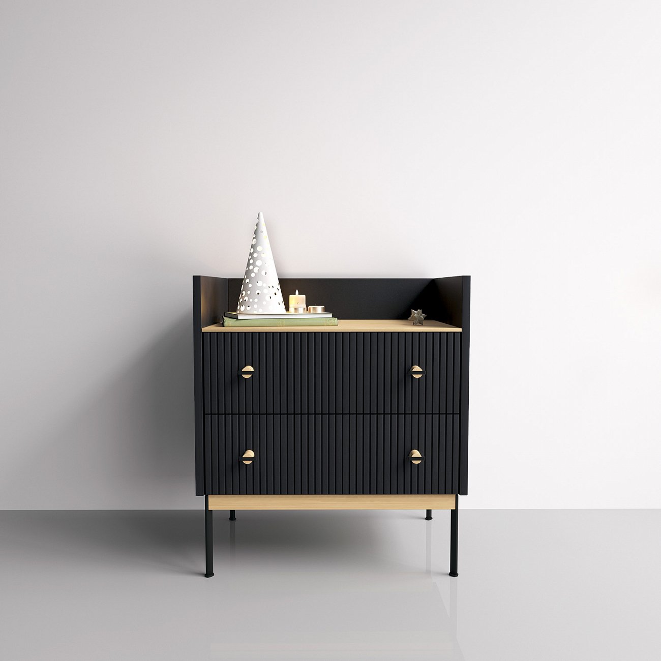 Тумба высокая с полкой 71х64 см черная Land BRAGIN DESIGN LIVING 00-3862482 Черный - Вид №2