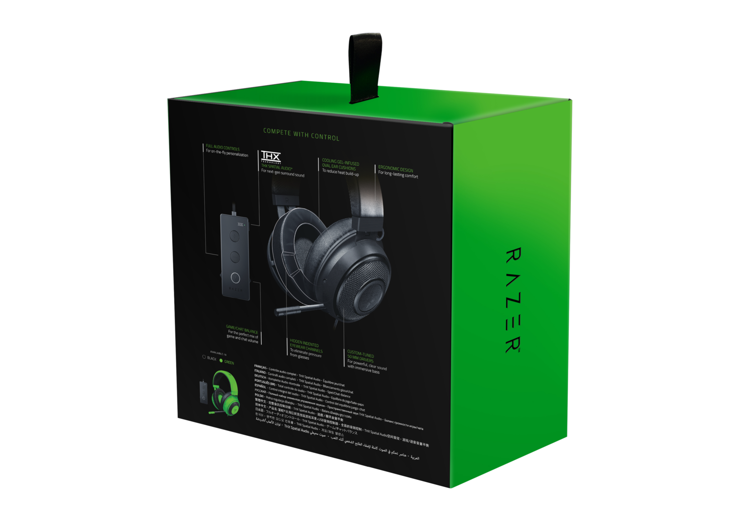RZ04-02051000-R3M1 kraken tournament edition - wired gaming headset with usb audio controller - black - frml packaging Razer Santreyd  - Вид №7