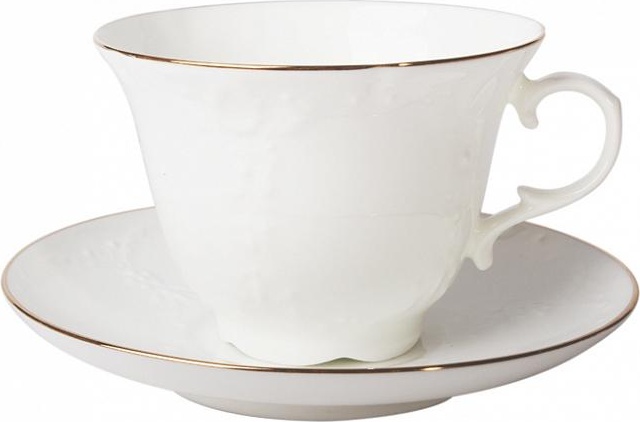 80291 Императорский фарфоровый завод Чашка с блюдцем "Золотой кантик 9" "Жасмин" Фарфор костяной 