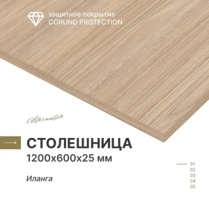 91902642 Столешница Завод невский ламинат 120x60x2.5 см Водостойкие плиты ДСП цвет иланга STLM-1515393