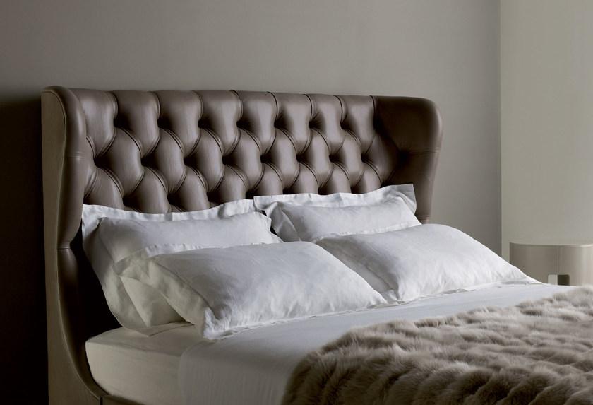 Meridiani Двуспальная кровать из кожи с тафтинговым изголовьем sun-id-1477573 - Вид №1