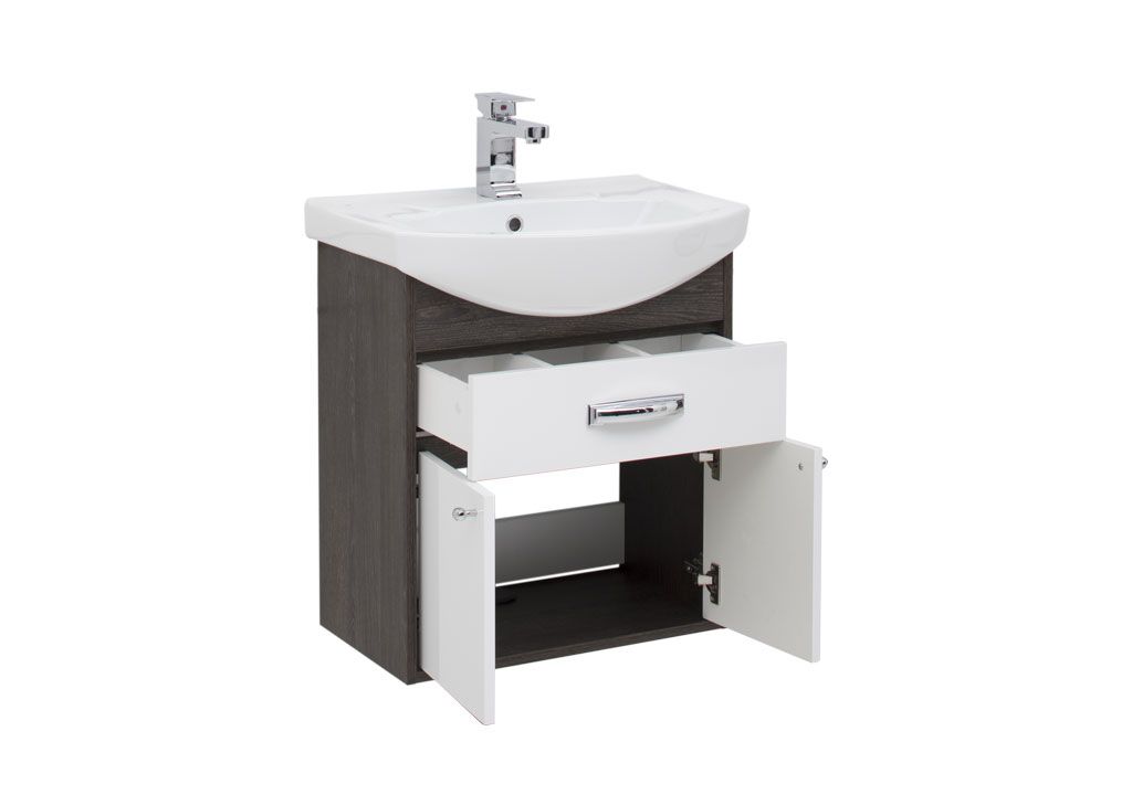 Тумба под раковину Aquanet Грейс 60 дуб кантербери/белый (1 ящик, 2 дверцы) sun-id-275350 - Вид №1