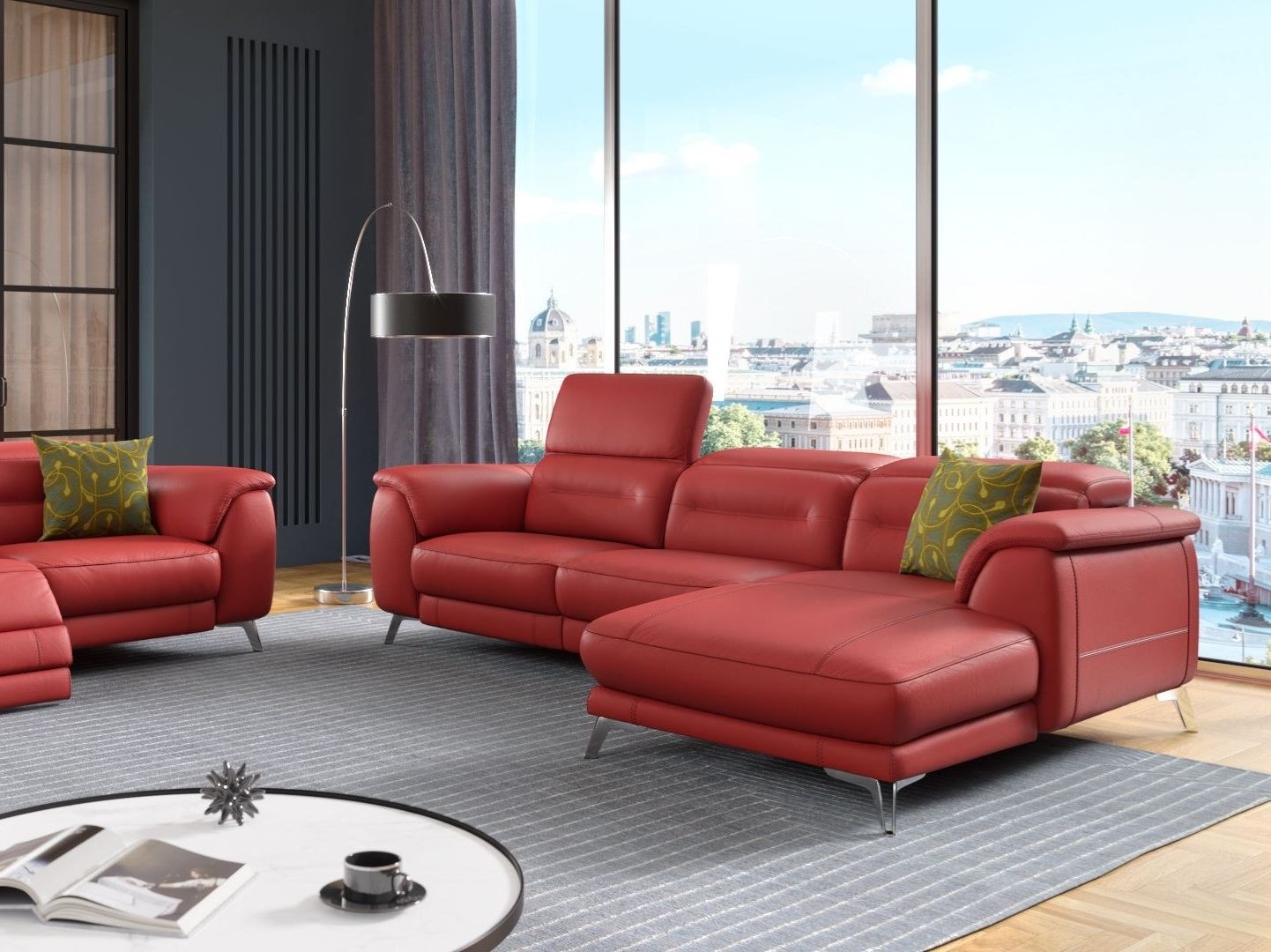 Кожаный диван с полуостровом Sofanella Gandino ARCH-00066679 - Вид №6