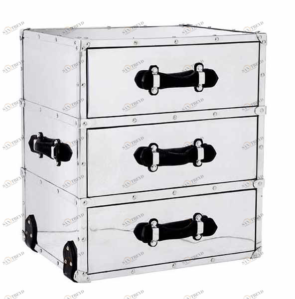 Комод с 3 ящиками без ножек металлический 66х58 см Eichholtz EICHHOLTZ ДИЗАЙНЕРСКИЕ 00-3882409 Серебро 