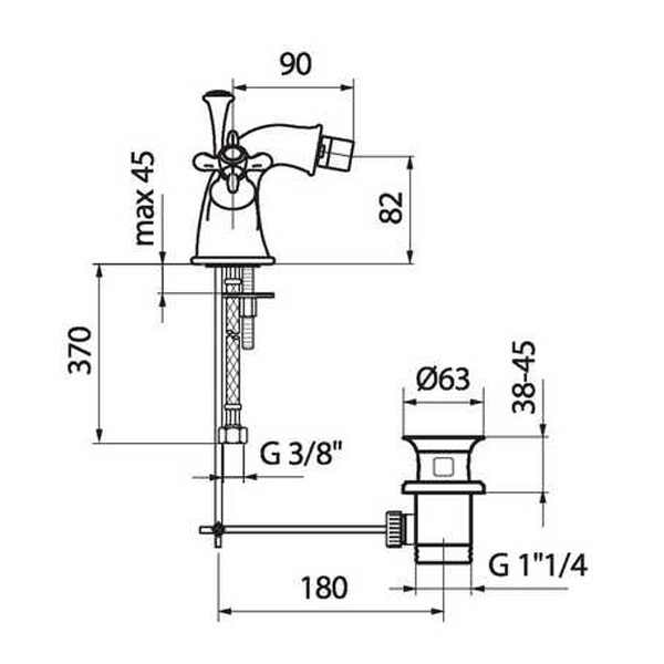 OT710102065 Смеситель для биде Webert Ottocento - Вид №1